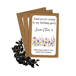 Buste di semi di girasole personalizzate per il compleanno con semi / Sacchetti regalo per feste per bambini / Regali di ringraziamento per il compleanno / Ecologici