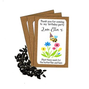 Buste di semi di girasole personalizzate per il compleanno con semi / Sacchetti regalo per feste per bambini / Regali di ringraziamento per il compleanno / Ecologici