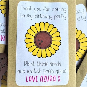 Personalised Birthday Seed Packets Envelopes with Seeds | Party Favour | Sunflower Seeds | Party Gift Bag | Birthday Thank You | Gift Bag