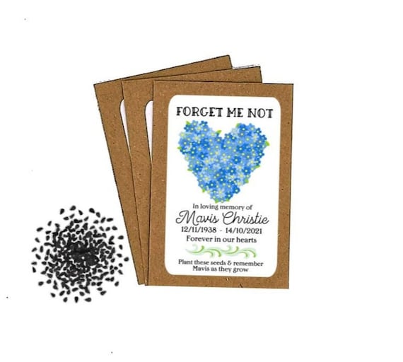 Personalised Funeral Forget Me Not Flower Seed Packets Envelopes Memorial  Remembrance Favours Keepsake 