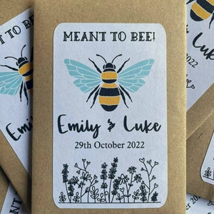 Personalised Wedding Table Favours 'Meant To Bee' Wedding Favour Seed Packets Envelopes Wildflower Seeds Thank you Favour wedding guest Gift