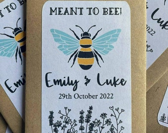 Buste personalizzate "Meant To Bee" pacchetti di semi di bomboniere / semi di fiori selvatici / grazie bomboniere / grazie regalo da tavola
