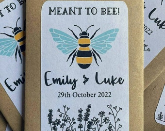 Personalised 'Meant To Bee' Wedding Favour Seed Packets Envelopes | Wildflower Seeds | Thank you Wedding Favours | Thank you Table Gift