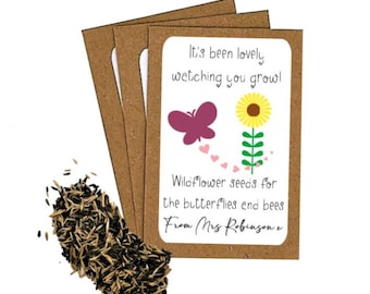 Personalised Teacher Seed Packets Envelopes with Wildflower Seeds | End of Term Teacher Gift | Teacher Gift to Students | School Class Gift