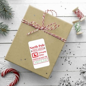 x20 etiquetas personalizadas para entrega especial do Polo Norte de Natal, etiquetas para presentes, etiquetas para presentes personalizadas, adesivos para crianças de Natal