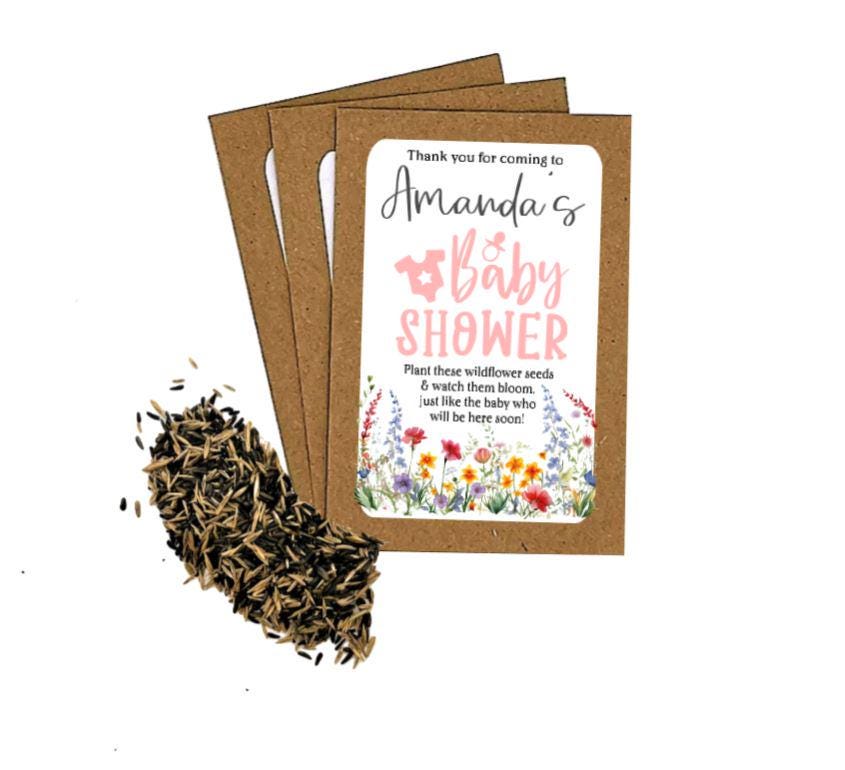 Personalised Baby Shower Wildflower Seed Packets Envelopes with Seeds | Eco Friendly Party Bags | Baby Shower Thank You | Party Gift Bag