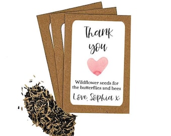 Alternative Thank You Seed Packets Envelopes | Wildflower Seeds | Thank You Cards Favour | Thank You Gift | Birthday Thank You Eco Friendly