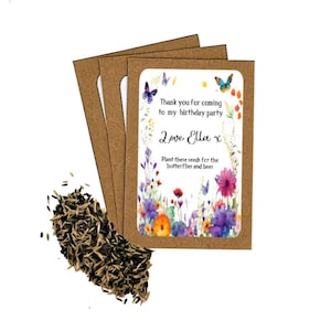 Buste di semi di fiori selvatici di compleanno personalizzate con semi / Sacchetti regalo per feste per bambini / Regali di ringraziamento per compleanno / Ecologici
