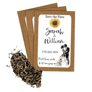 Buste per bomboniere personalizzate Save The Date con fiori di campo per matrimonio - Bomboniere personalizzate per matrimonio, pacchetti di semi ecologici, invito di matrimonio unico