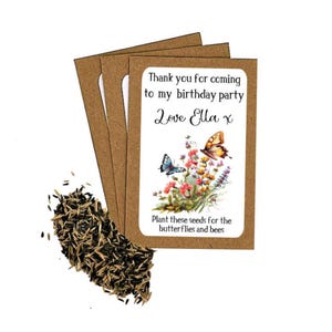 Buste di semi di fiori selvatici di compleanno personalizzate con semi / Sacchetti regalo per feste per bambini / Regali di ringraziamento per compleanno / Ecologici