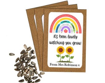 Personalised Teacher Seed Packets Envelopes with Sunflower Seeds | End of Term Teacher Gift | Teacher Gift to Students | School Class Gift