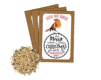 Christmas Card Alternative Merry Christmas Bird Seed Packets with Bird Food Family Happy Christmas Party Bag Favours Eco Friendly