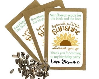 Personalised Birthday Party Bag Seed Packets Envelopes with Seeds | Eco Friendly Party Bags | Sunflower Seeds Gift Bag | Birthday Thank You