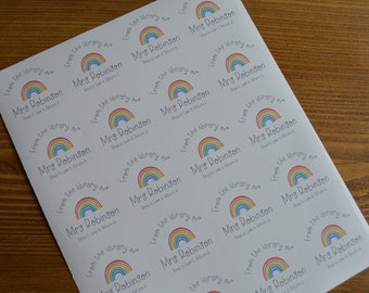 Rainbow From the Library of stickers - Custom Personalised Class Library Stickers