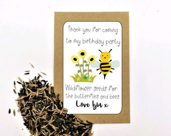 Eco friendly Birthday Party Bag Thank You Seed Packets Envelopes with Wildflower Seeds | Kids Birthday Party Favour | Kids Party Bags Gift |