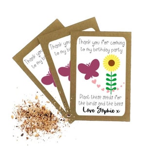 Bolsas de regalo para fiestas de cumpleaños infantiles, paquetes de semillas de mariposa con semillas de flores silvestres, bolsas de regalo para fiestas infantiles, regalo de agradecimiento, ecológico
