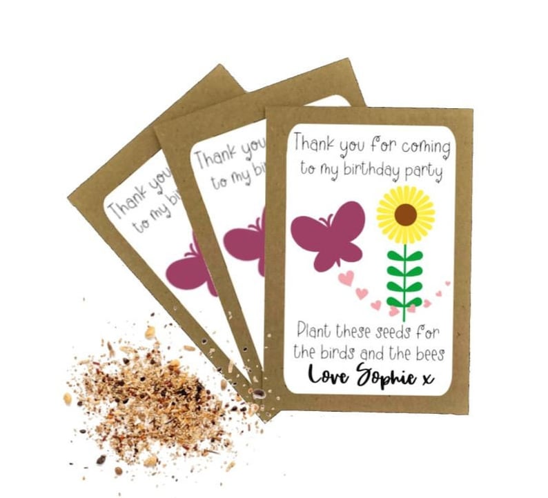 Childrens Birthday Party Bag Fillers Butterfly Seed Packets with Wildflower Seeds Kids Party Favour Party Bags Gift Thank You Eco Friendly image 1