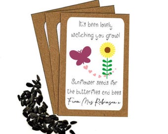 Personalised Teacher Seed Packets Envelopes with Sunflower Seeds | End of Term Teacher Gift | Teacher Gift to Students | School Class Gift