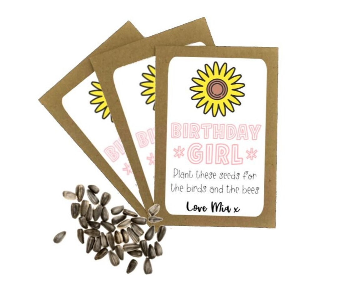 Personalised Girls Birthday Queen Sunflower Seed Packets Envelopes With  Seeds Eco Friendly Party Bags Gift Bag Birthday Favour Thankyou 