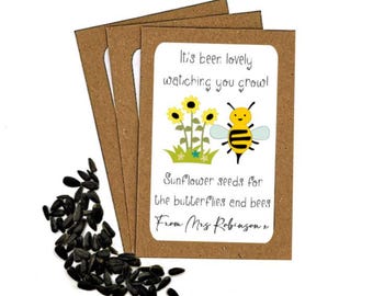 Personalised Teacher Seed Packets Envelopes with Sunflower Seeds | End of Term Teacher Gift | Teacher Gift to Students | School Class Gift
