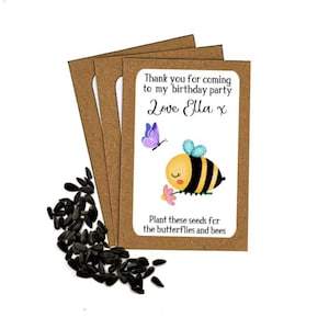 Personalised Birthday Bee Sunflower Seed Packets Envelopes with Seeds | Kids Party Favour Bags Gift Birthday Thank You Gifts Eco Friendly