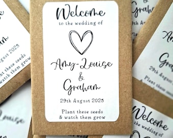 Personalised Wedding Favour Seed Packets Envelopes | Wildflower Seeds | Thank you Wedding Favours | Thank you Table Gift Eco friendly