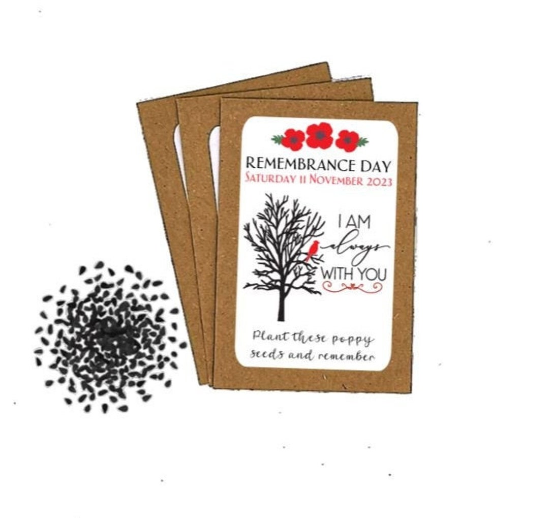Remembrance Day Personalised Poppy Seed Packets Envelopes School
