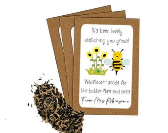 Personalised Teacher Seed Packets Envelopes with Wildflower Seeds | End of Term Teacher Gift | Teacher Gift to Students | School Class Gift