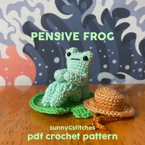 Pensive Sad Kawaii Leggy Frog Amigurumi Crochet Pattern - PDF - English