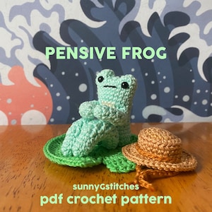 Pensive Sad Kawaii Leggy Frog Amigurumi Crochet Pattern - PDF - English