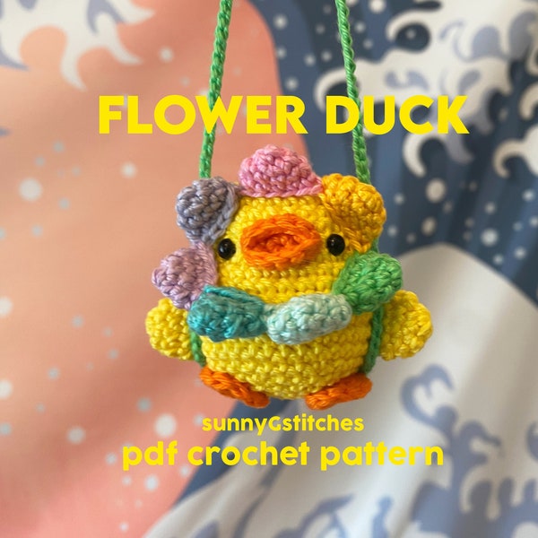 Rainbow Flower Duck Chick Hanging Toy Crochet Pattern - PDF - English