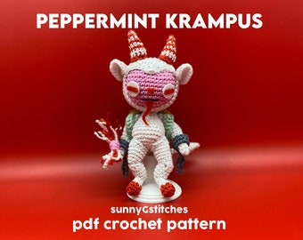 Kawaii Peppermint Krampus Holiday Christmas Amigurumi Crochet Pattern - PDF - English