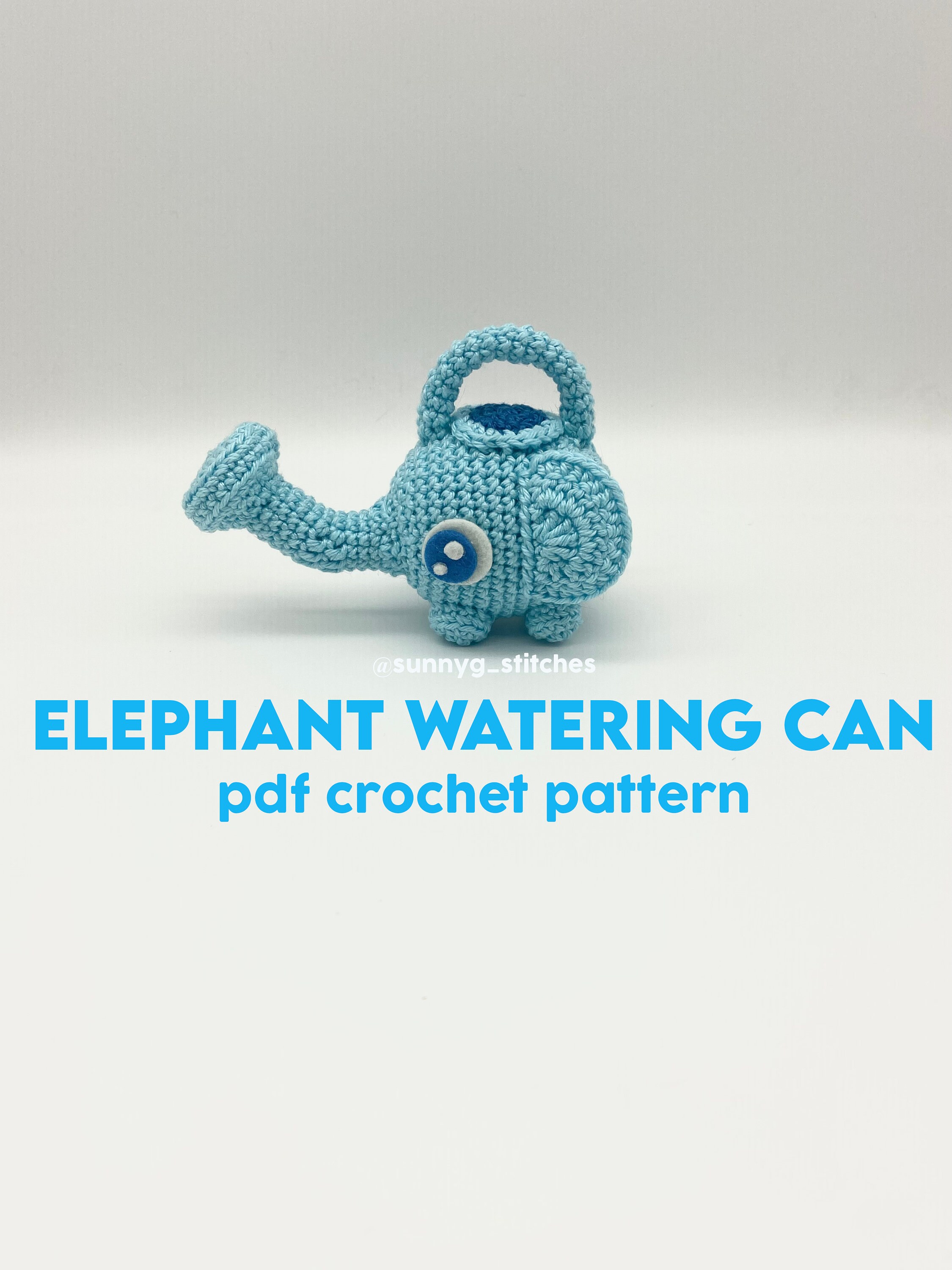 Elephant Watering Can Amigurumi Crochet Pattern PDF Etsy
