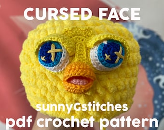 Kawaii Cursed Face Appliqué Amigurumi Crochet Pattern - PDF - English