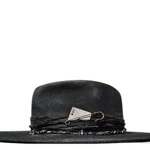 custom mens rock n roll fedora distressed, western gamblers hat, western rock hat, alt mens outfit, old style fedora hat,  dark country men