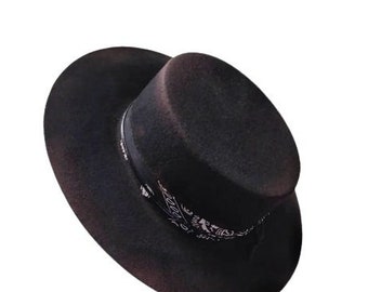 Chapeau rock n roll pour homme personnalisé en détresse, chapeau boléro rock n roll, chapeau de joueur à bascule, chapeau fedora de rock occidental, chapeau à bascule de musicien