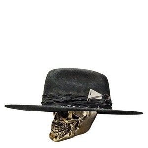 Fedora rock n roll pour homme personnalisé en détresse, chapeau de joueur occidental, chapeau de rock occidental, tenue pour homme secondaire, chapeau fedora de style ancien, homme de la campagne sombre image 2