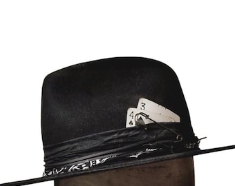 Spersonalizowany męski kapelusz rock'n'rollowy – fedora z filcu wełnianego 100% – kapelusz w stylu boho western
