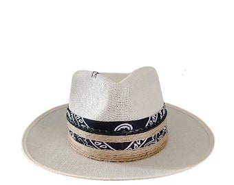 Chapeau de paille rock boho pour homme personnalisé / chapeau de soleil rock n roll / tenue boho rocker / tenue boho rock / chapeau de plage élégant pour hommes