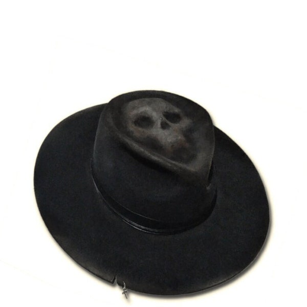 custom mens goth hat, goth cowboy hat, skull cowboy hat, dark country, skull crown hat, mens goth west outfit , western skull hat