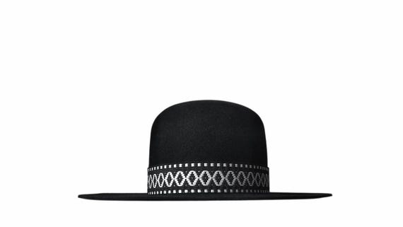 Custom mens indigenous hat, natives American hat, open crown boho indians fedora, tiller hat.
