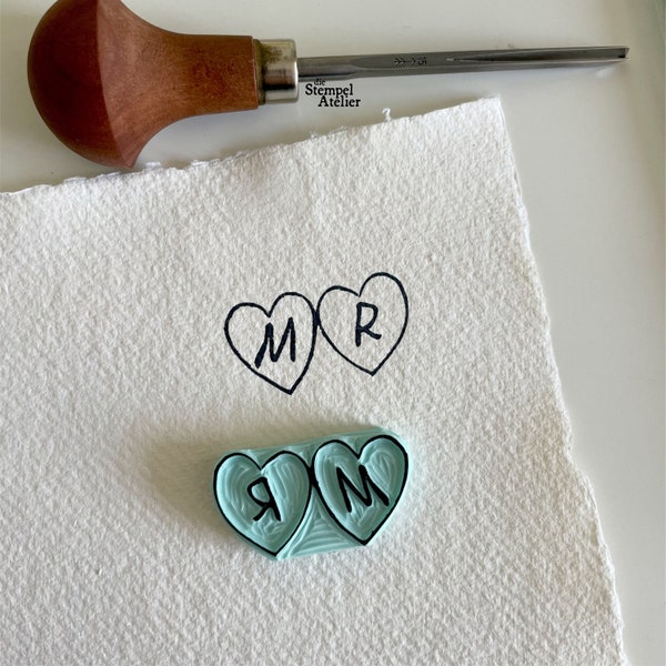 Custom Initials Stamp | Valentines Day card | Cute Heart Initials | Custom couples initials | Love-letter Stamp | Handmade Stamps