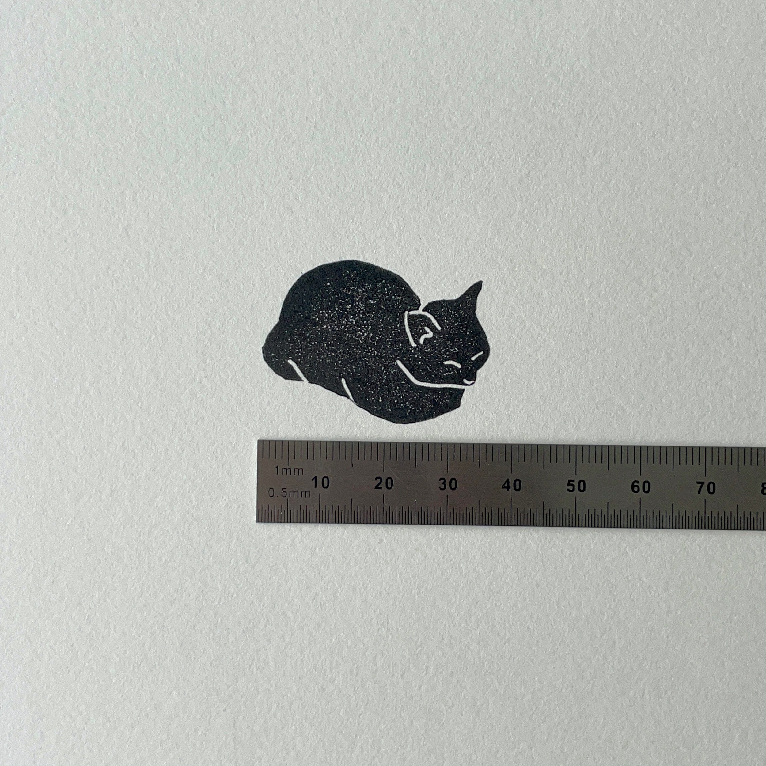 Sleeping Cat Rubber Stamp Hand Carved Rubber Stamp Stamping Linocut Stamp  Cute Cat Cat Print Handmade 