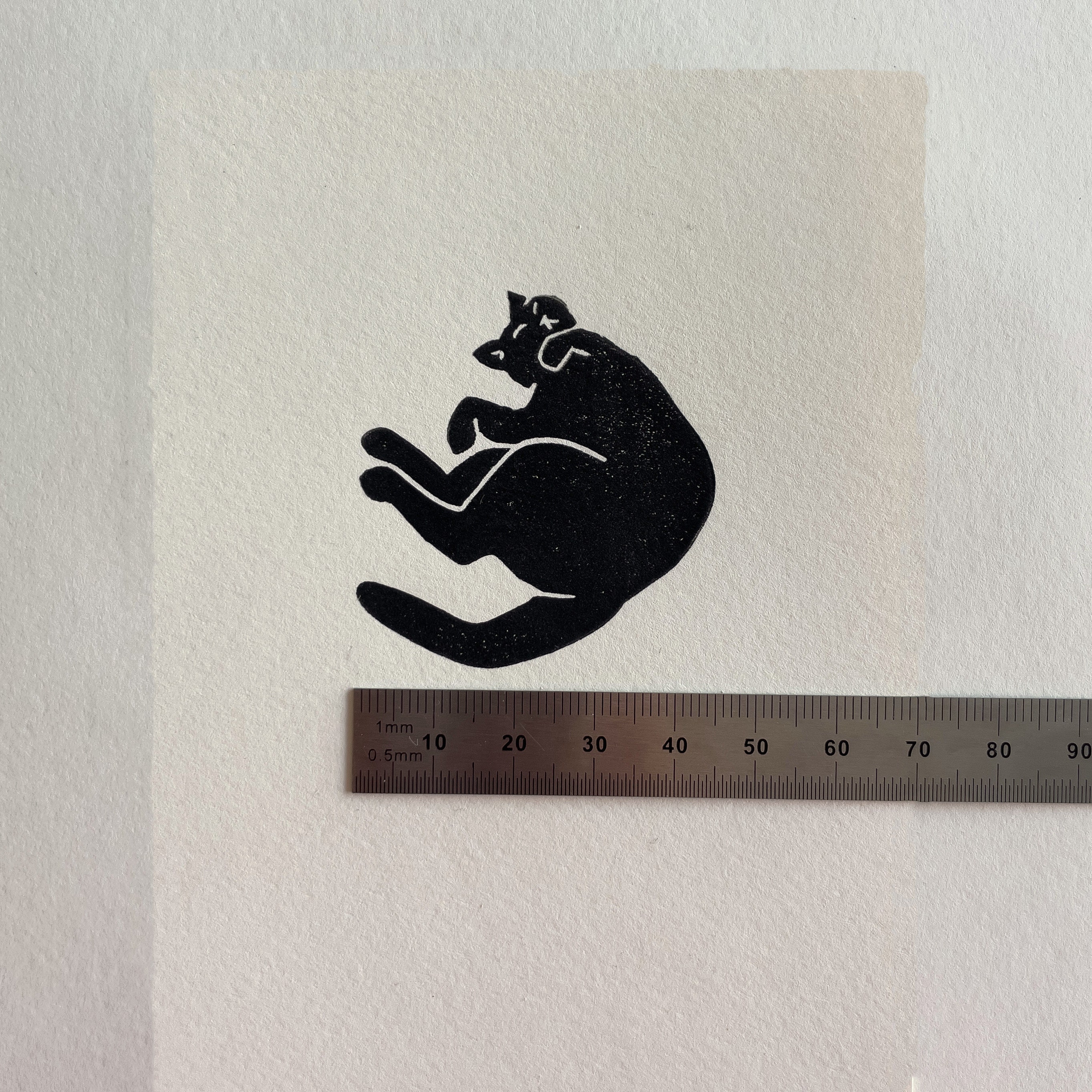 Sleeping Cat Rubber Stamp Hand Carved Rubber Stamp Stamping