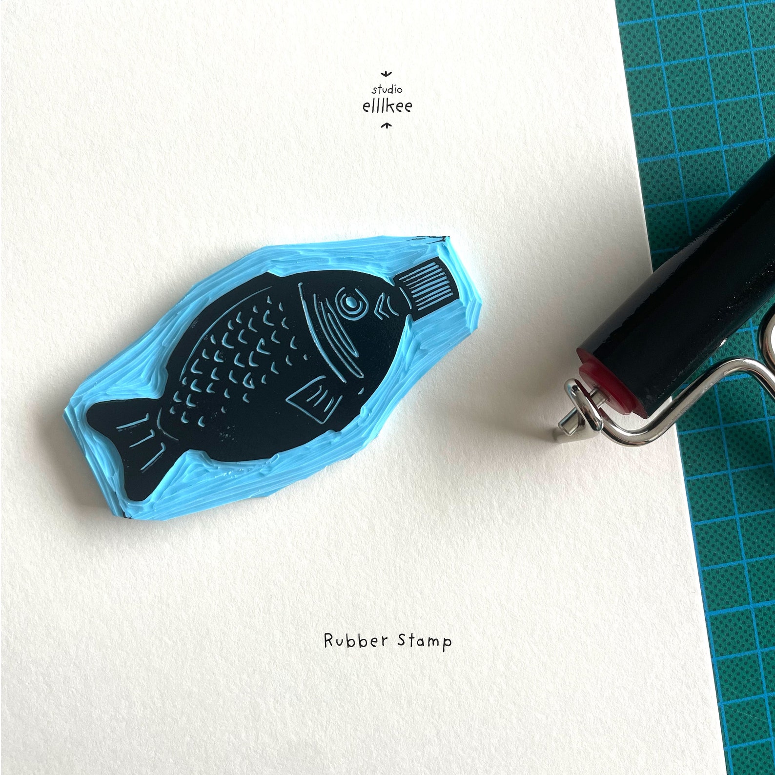 Soyasauce Fish Rubber Stamp Fish Stamp Handcarved Rubber Stamp Cute