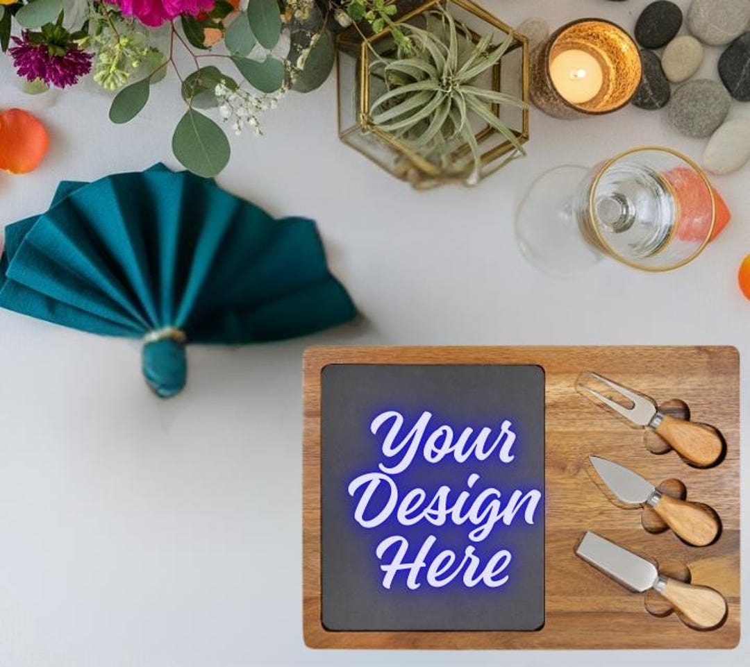 Engraved Acacia Charcuterie Board: Personalized Slate Serving Platter ...