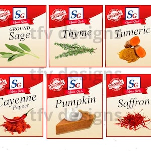 6 Spice Labels png, Sublimation, Tshirts