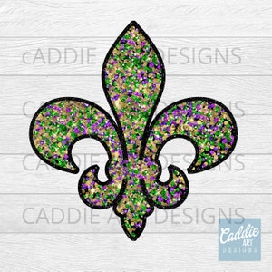 Faux paillettes fleur de lys png, mardi gras png, téléchargement immédiat pour DTF et sublimation