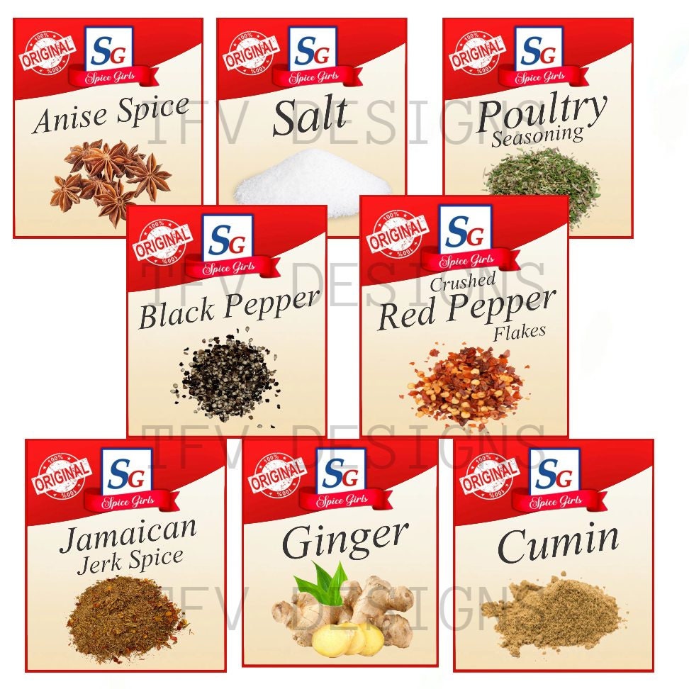 8 Spice Girls Labels, Spice Labels PNG, Sublimation - Etsy for Free Printable Mccormick Spice Labels