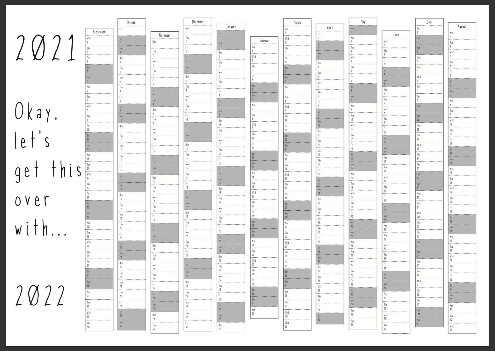 A3 downloadable academic year wall planner | Etsy